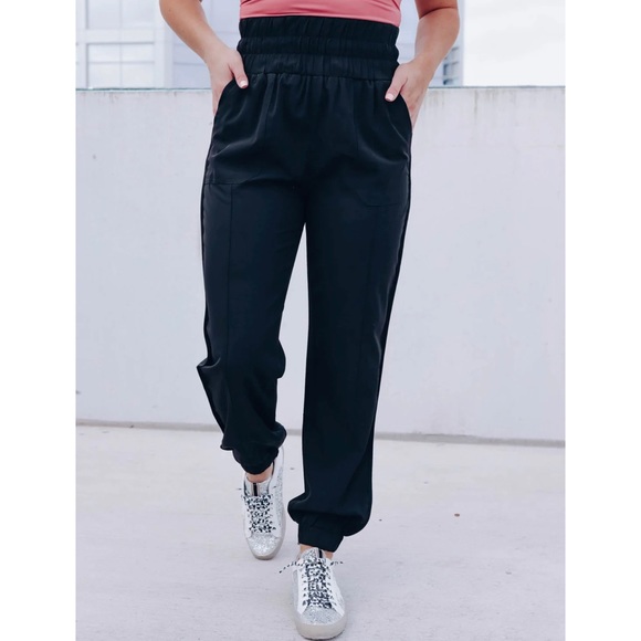 Best Seller! Smocked High waisted Joggers - Picture 8 of 11